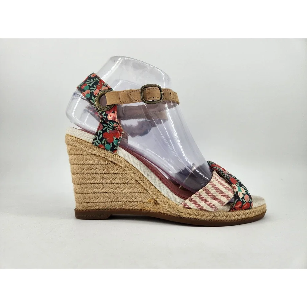 Sperry Saylor Top-Sider Wedge Sandals Womens‎ 5.5M Multicolor Floral Striped